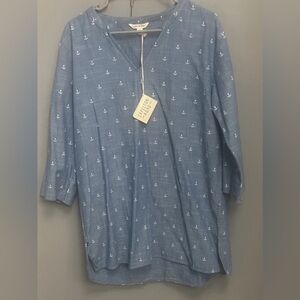 Light Blue Anchor Print dress swim cover up